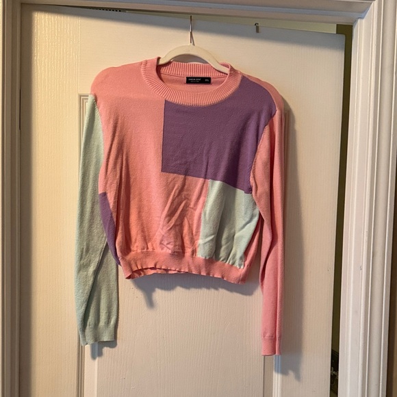 SHEIN Tops - SHEIN Pastel Colorblock Sweater in Pink, Purple, and Mint